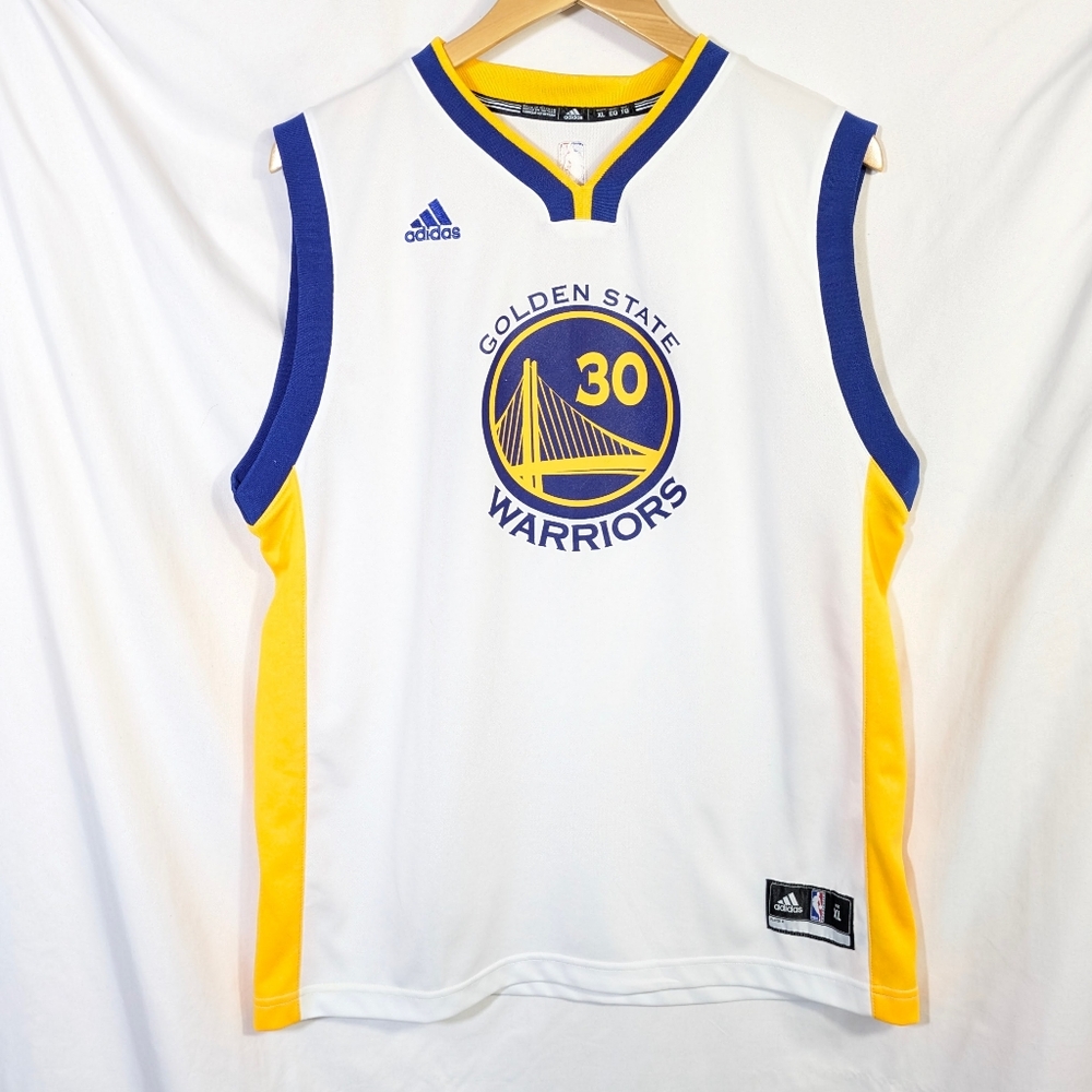 Adidas Boys NBA Golden State Warriors‎ Seth Curry Jersey Tank White Blue Gold XL